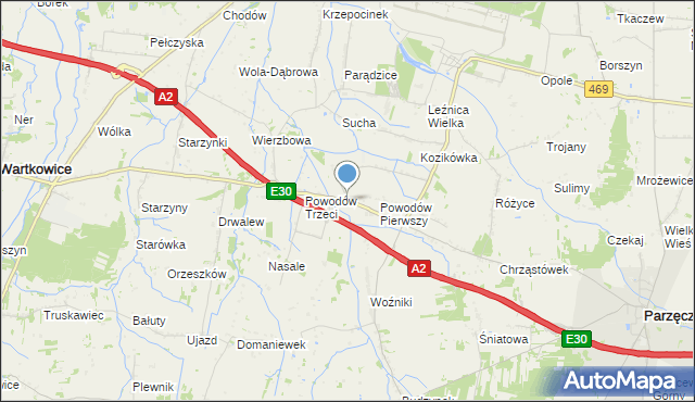 mapa Powodów Drugi, Powodów Drugi na mapie Targeo